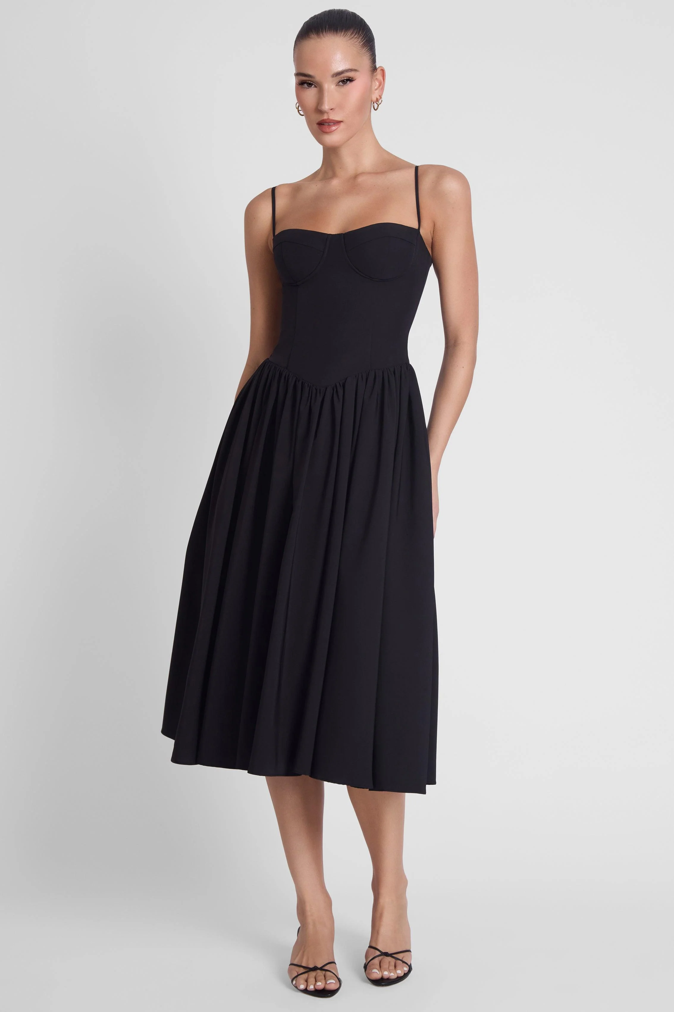 Ballerina Bustier Midi Dress - Black - Image 3