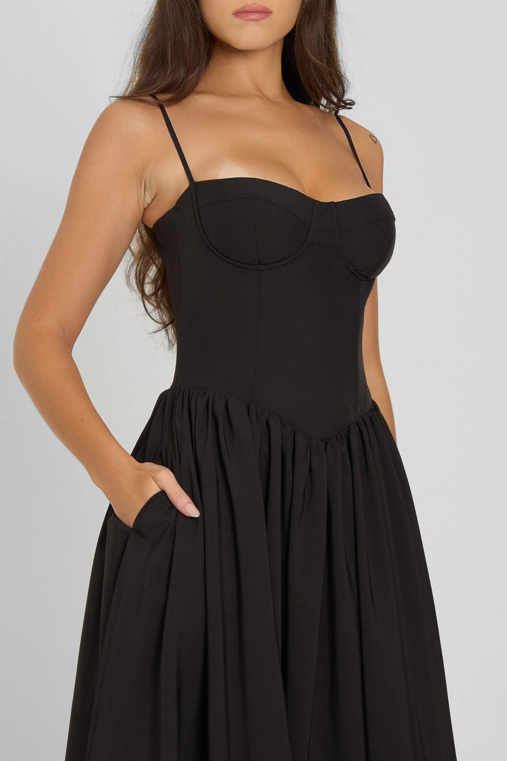 Ballerina Bustier Midi Dress - Black - Image 8