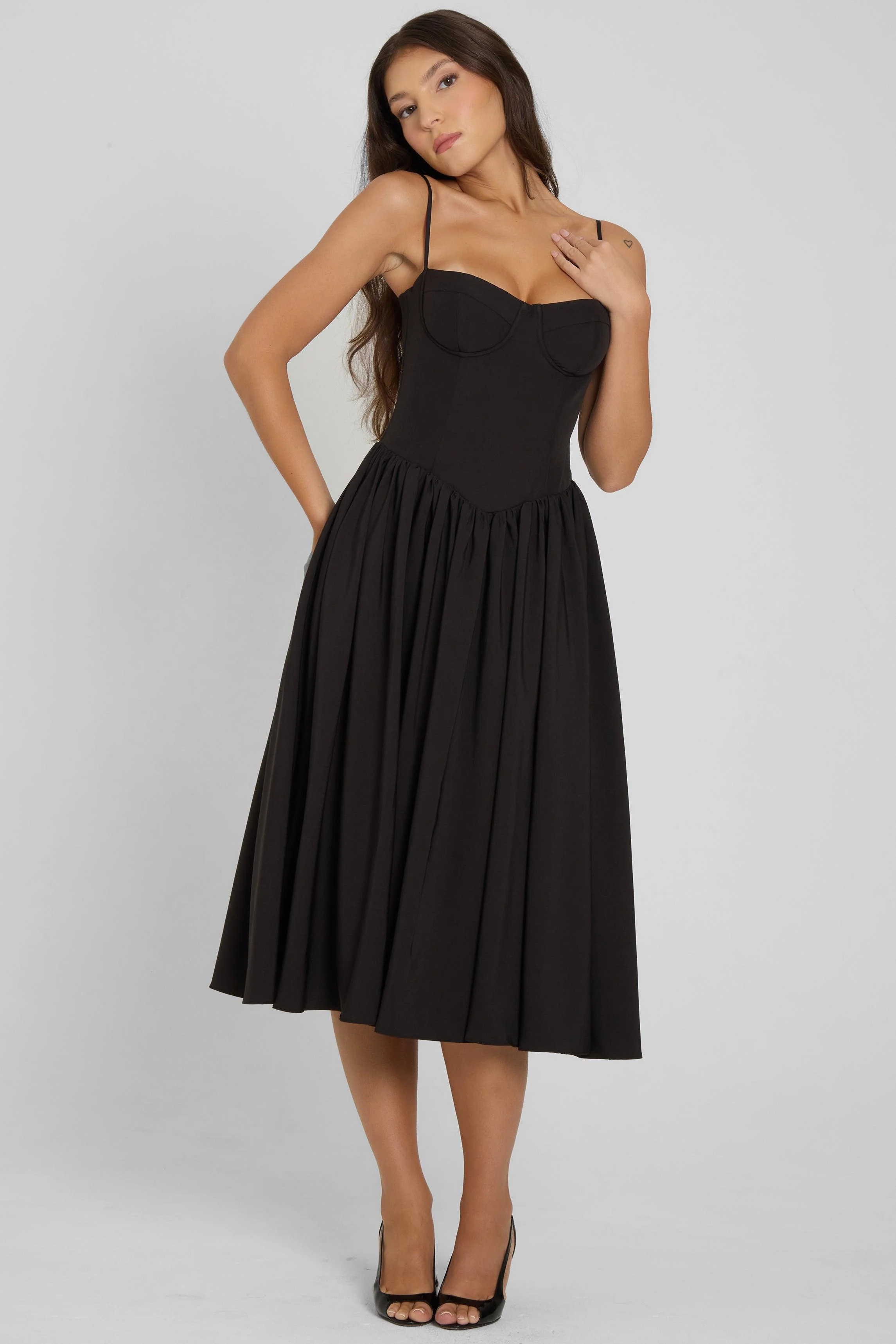 Ballerina Bustier Midi Dress - Black - Image 9
