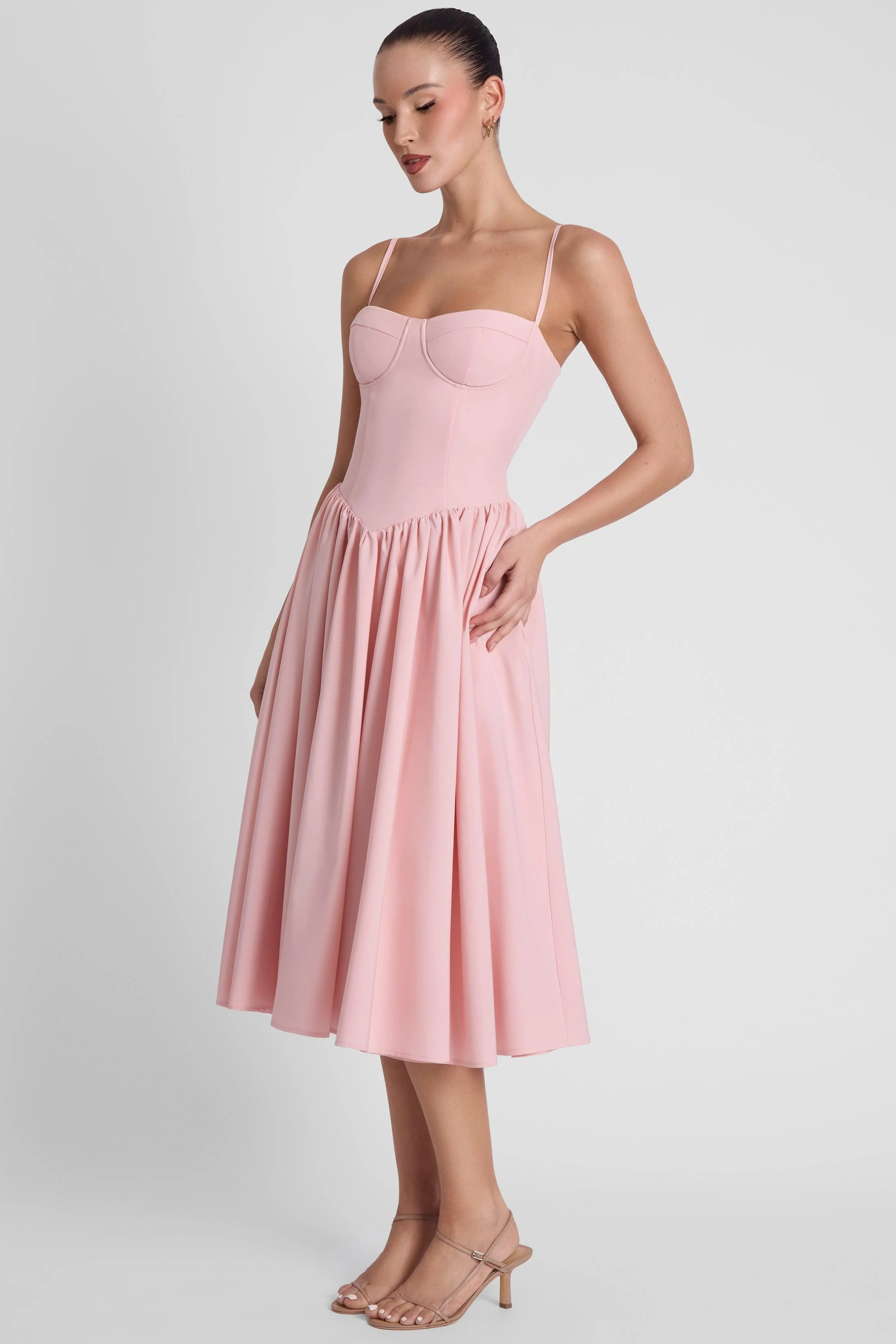 Ballerina Bustier Midi Dress - Pink - Image 4
