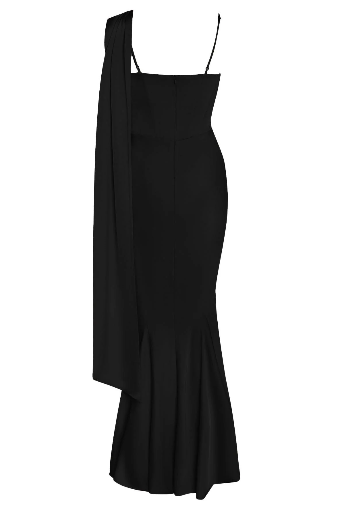 Celine Corset Drape Satin Gown - Black - Image 12