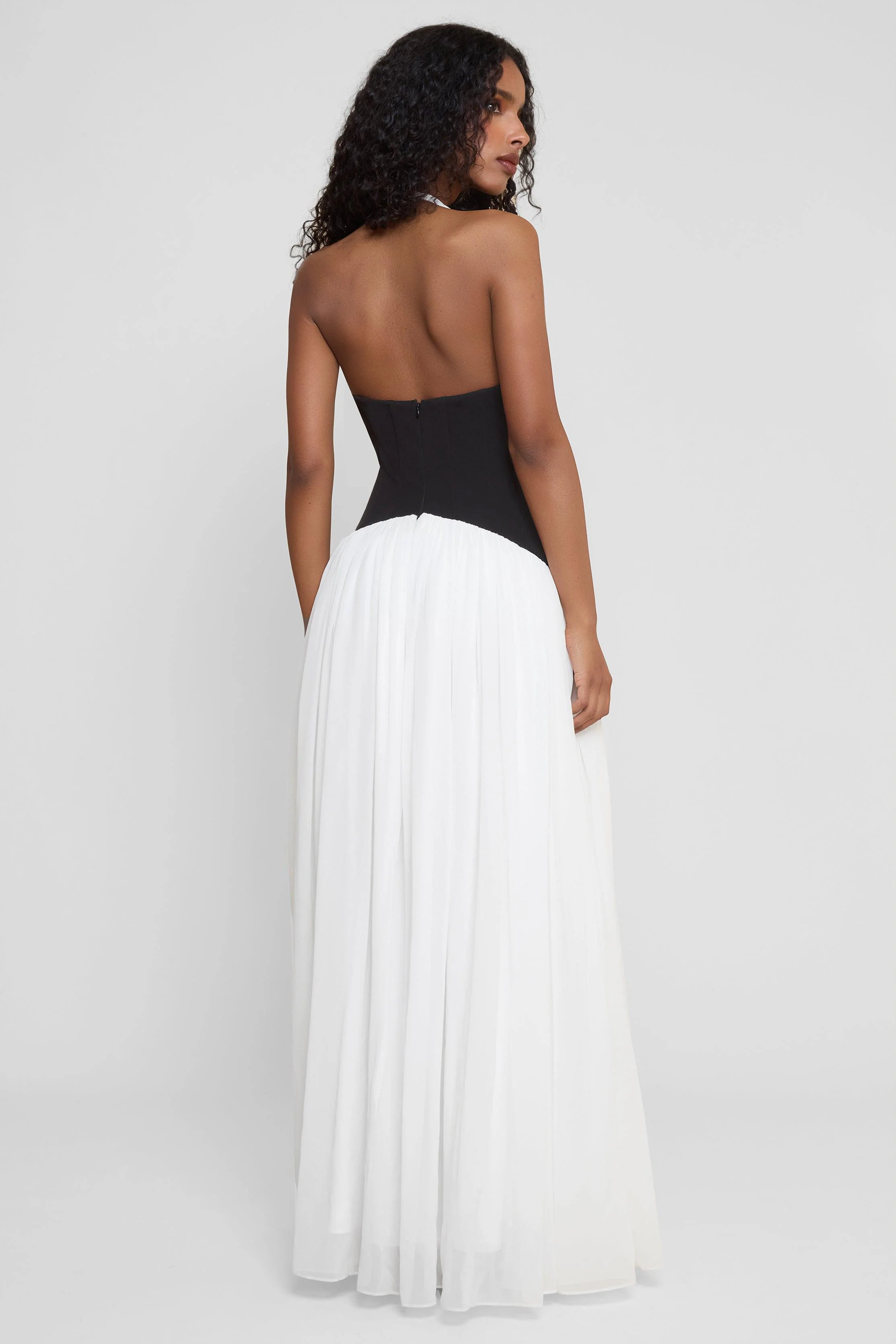 Harlowe Contrast Corset Maxi Dress - Black & White - Image 11