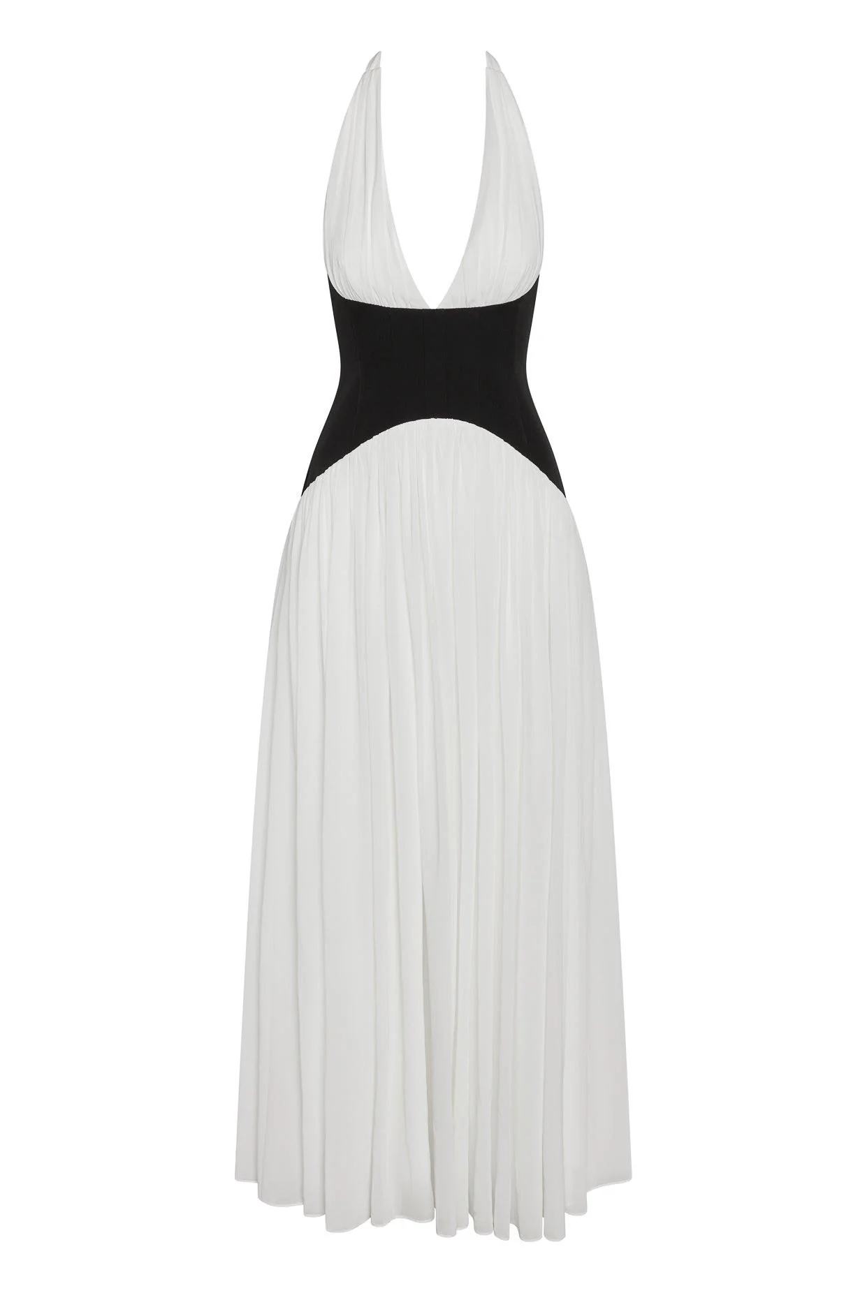 Harlowe Contrast Corset Maxi Dress - Black & White - Image 12