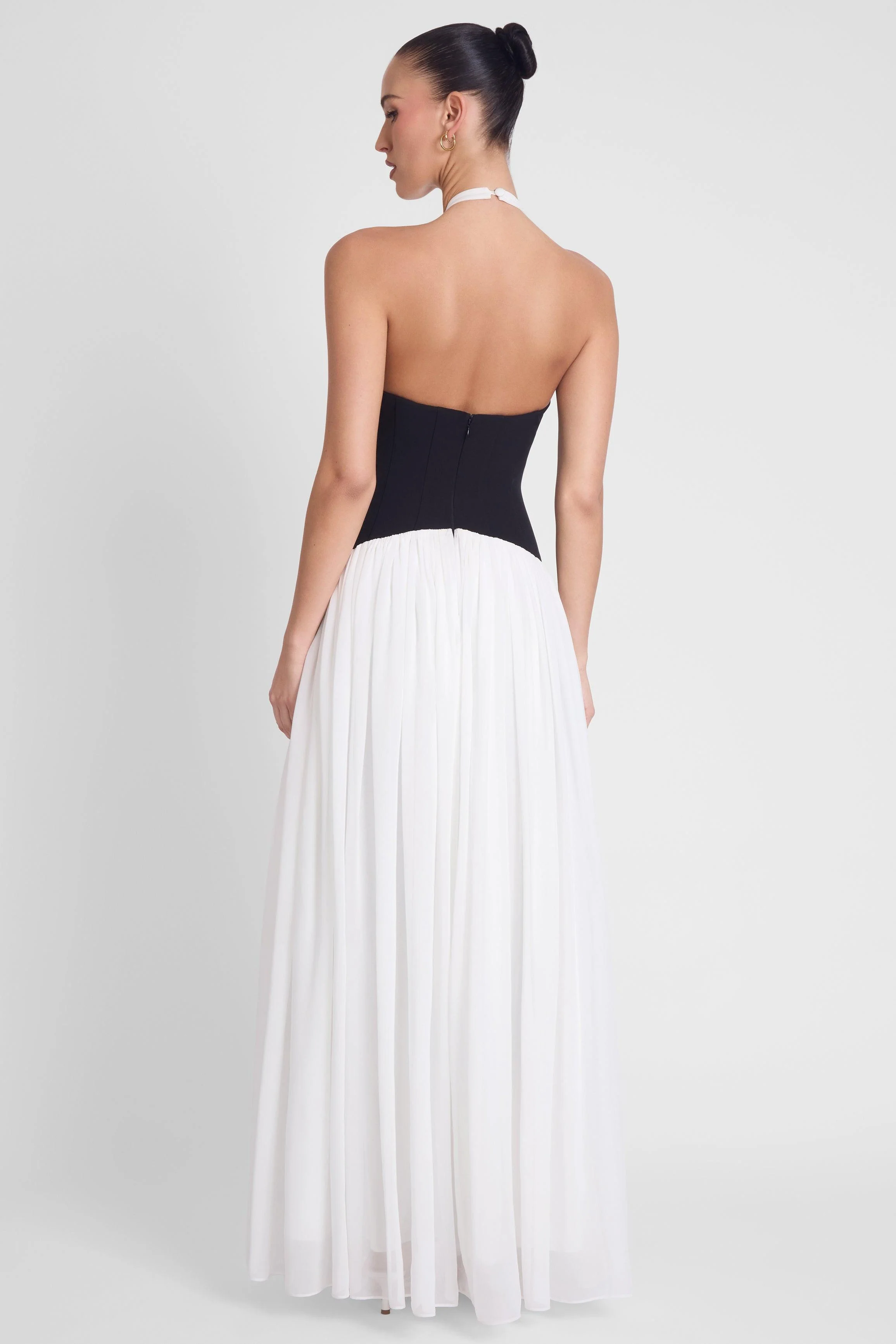 Harlowe Contrast Corset Maxi Dress - Black & White - Image 7