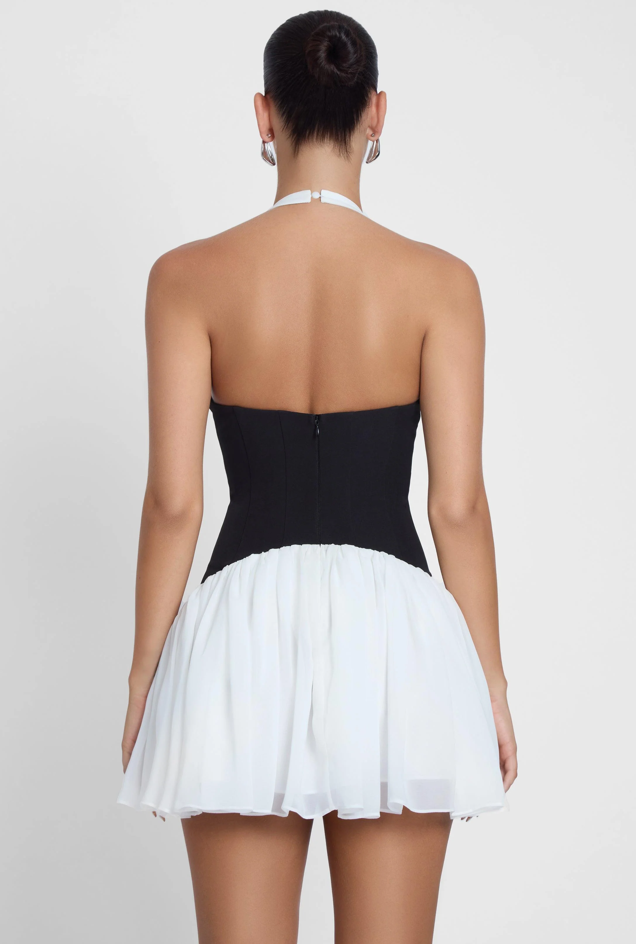 Harper Contrast Corset Mini Dress - Black & White - Image 4
