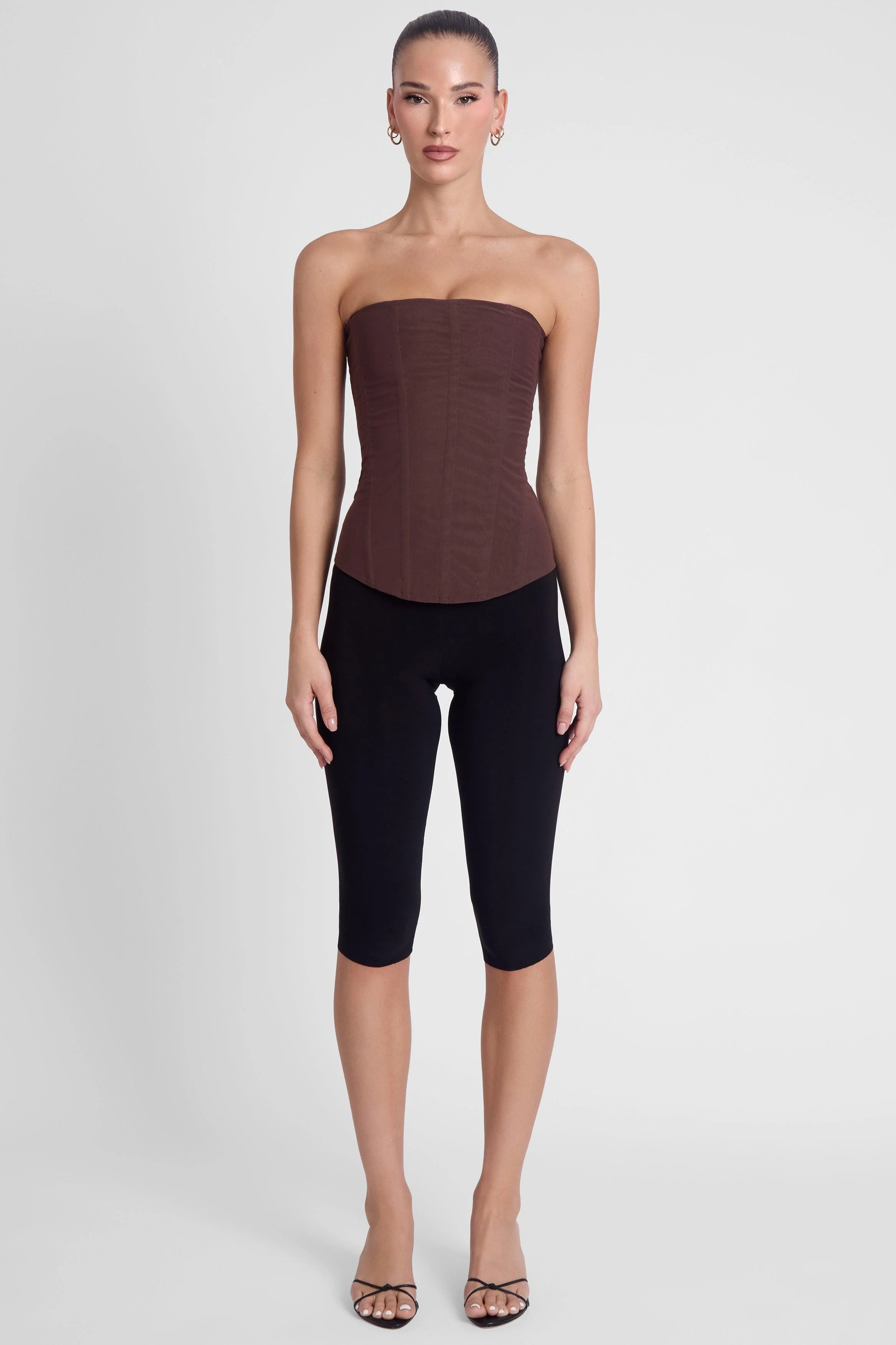 Muse Mesh Corset Top - Chocolate Brown - Image 4