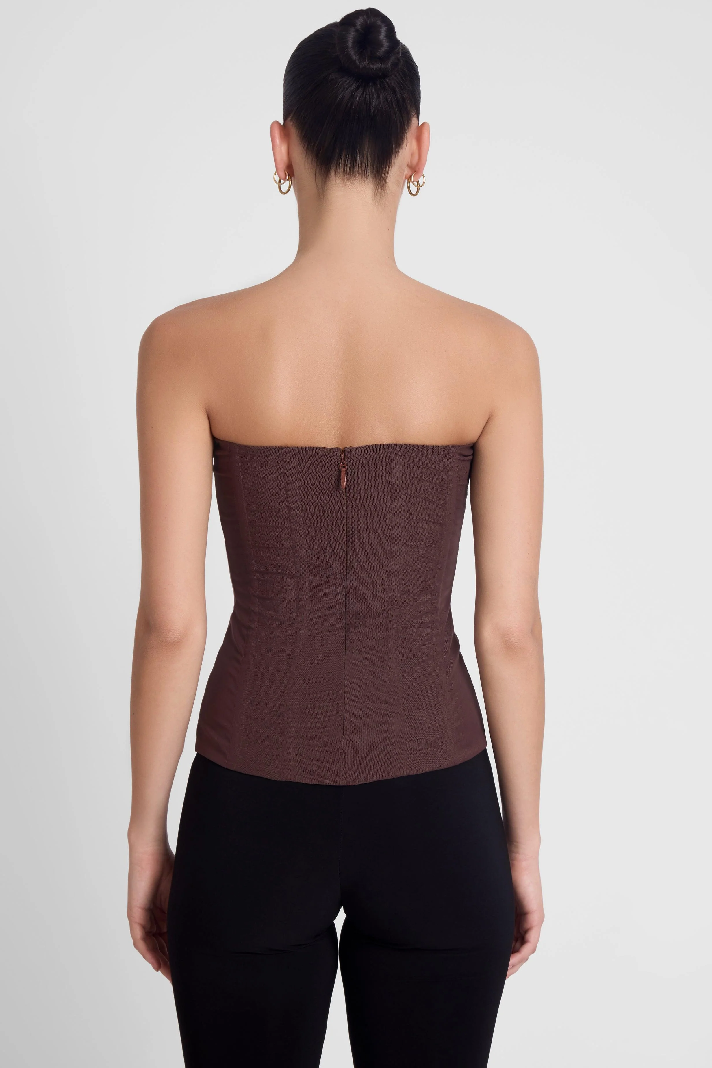 Muse Mesh Corset Top - Chocolate Brown - Image 5