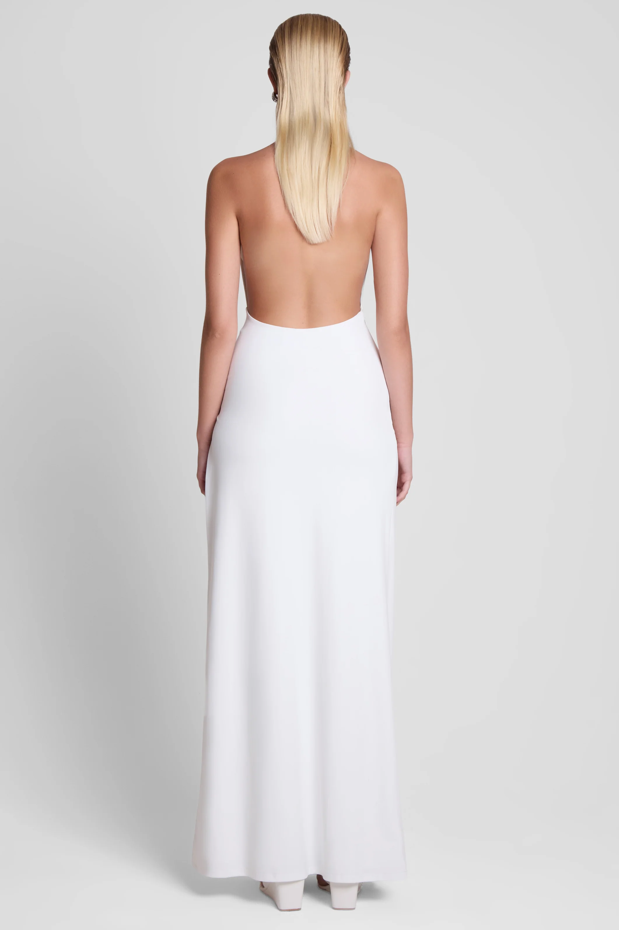 Palermo Plunge Drape Maxi Dress - White - Image 6