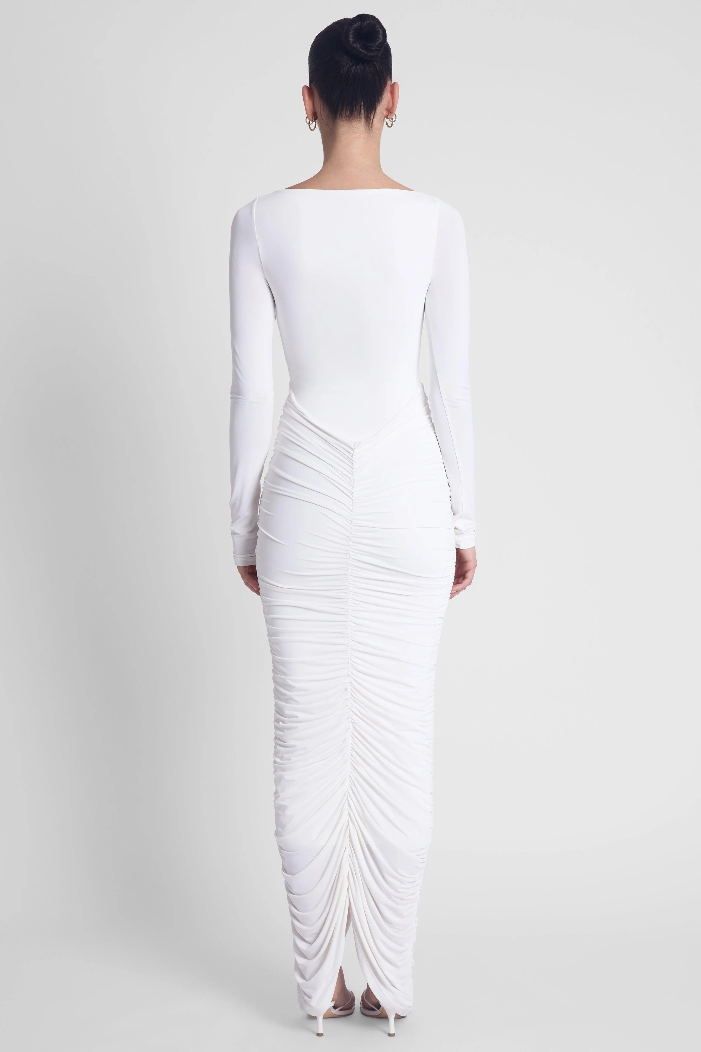 Rhea Ruche Maxi Dress - White - Image 5