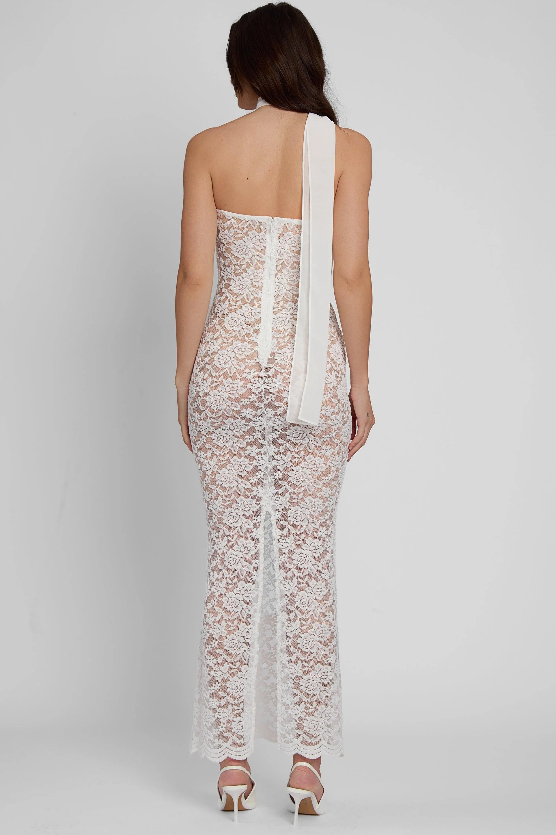Soleil Scalloped Lace Midi Dress - White - Image 8