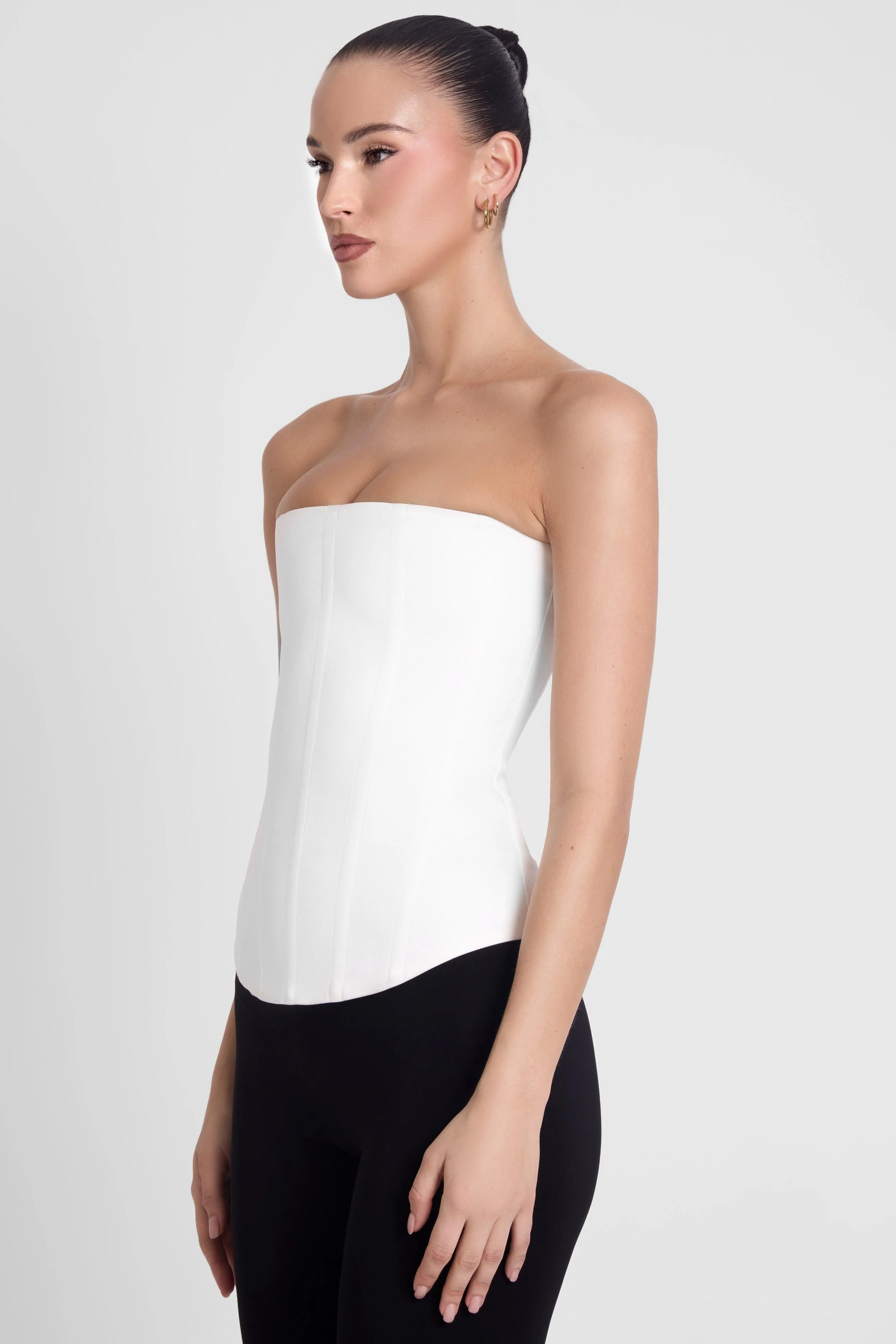 Sphynx Satin Corset Top - White - Image 3