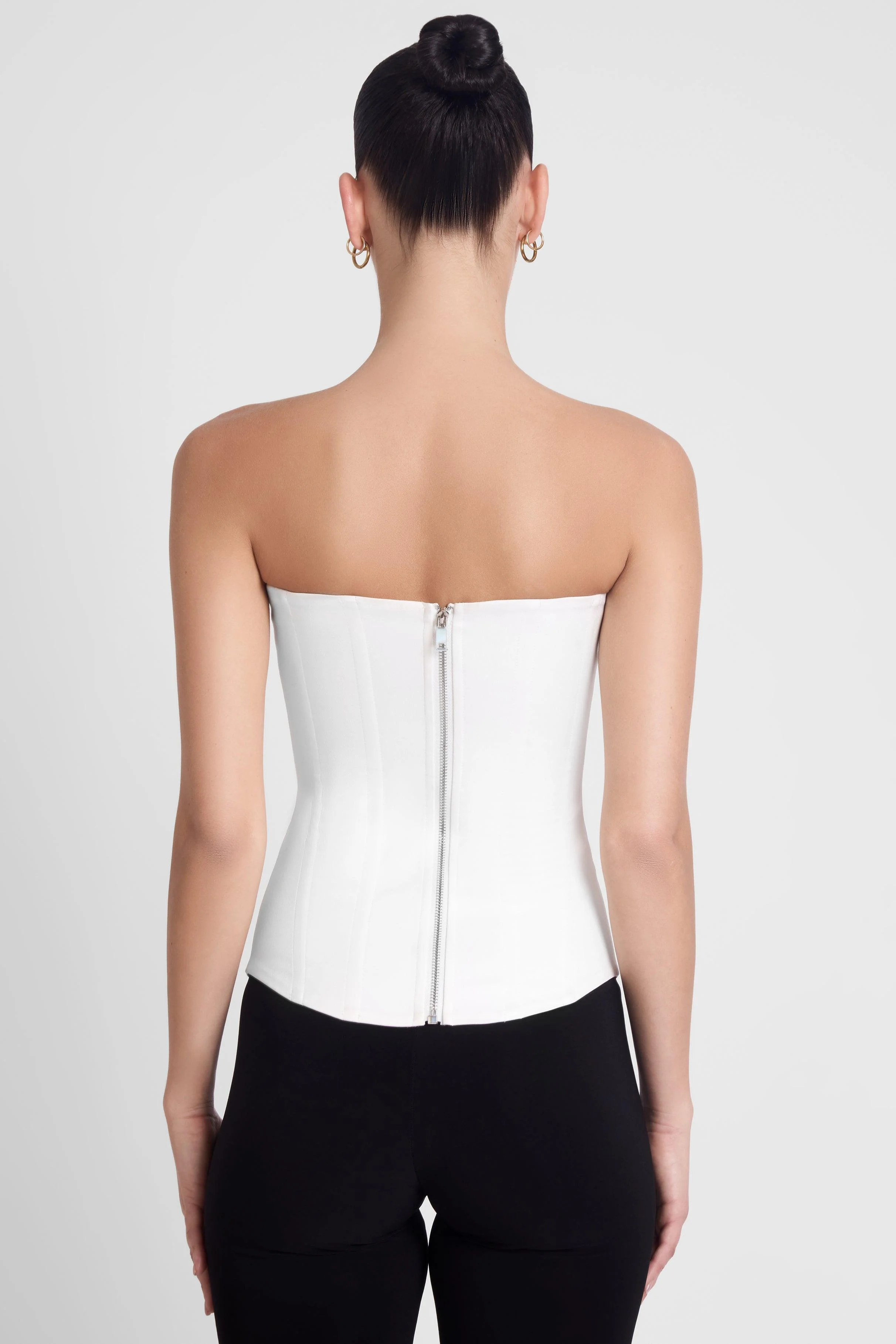Sphynx Satin Corset Top - White - Image 4